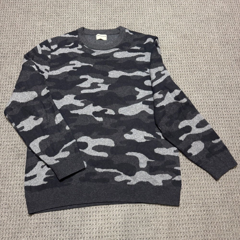 Candy & Caviar Camouflage Knit Sweater Mens XL Wool Cotton Crew Neck Long Sleeve - Picture 2 of 8